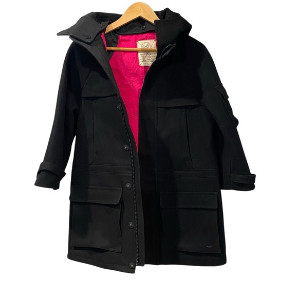 Aritzia Tna Black Wool 3/4 Sleeve Hooded Lined Winter Coat Jacket XS - Picture 1 of 13